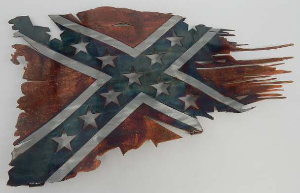 24 In x 14 In Confederate Battle Worn Flag Steel Wall Sign